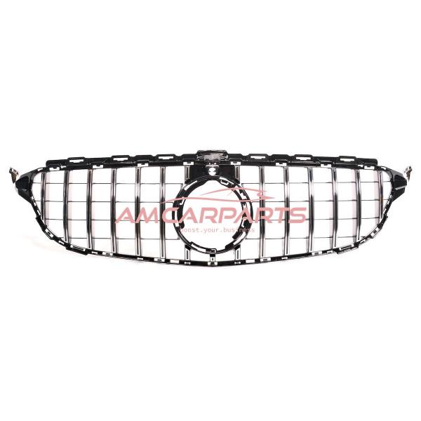 Upgrade Design Kühlergrill / Sportgrill passend für Mercedes Benz C-Klasse W205 / S205 / A205 / C205 Facelift 18-21 Hochglanz schwarz / chrom