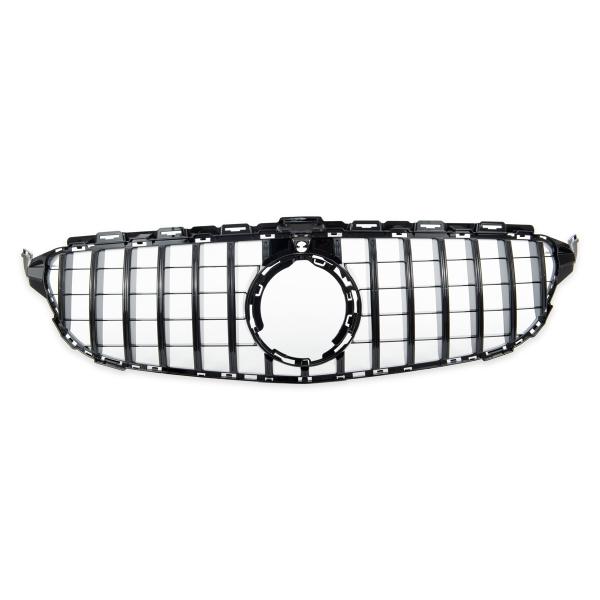 Upgrade Design Kühlergrill / Sportgrill passend für Mercedes Benz C-Klasse W205 / S205 / A205 / C205 Facelift 18-21 Hochglanz schwarz
