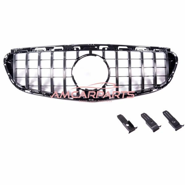 Upgrade Design Kühlergrill / Sportgrill für Mercedes Benz E-Klasse W212 / S212 Facelift 13-16 Hochglanz schwarz / chrom