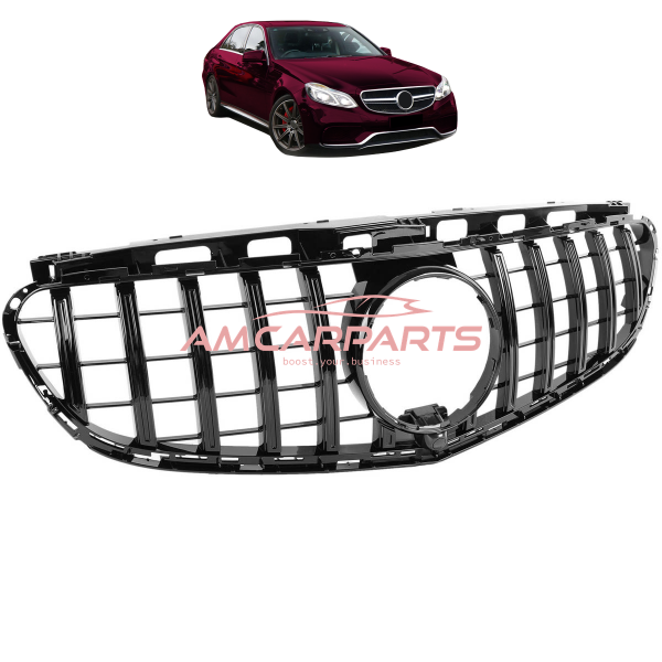 Upgrade Design Kühlergrill / Sportgrill passend für Mercedes Benz E-Klasse W212 / S212 Facelift 13-16 Hochglanz schwarz