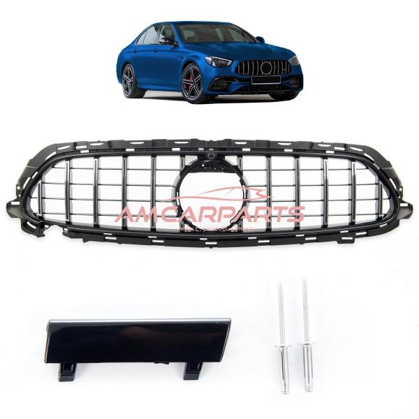 Upgrade Design Kühlergrill / Sportgrill für Mercedes Benz E-Klasse W213 / S213 / A238 / C238 Facelift 20-23 Hochglanz schwarz / chrom
