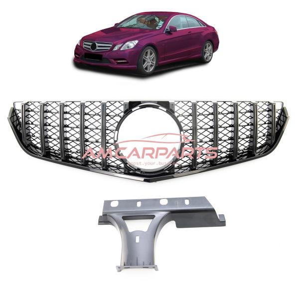 Upgrade Design Kühlergrill / Sportgrill passend für Mercedes Benz E-Klasse C207 / A207 Vor-Facelift 09-13 Hochglanz schwarz