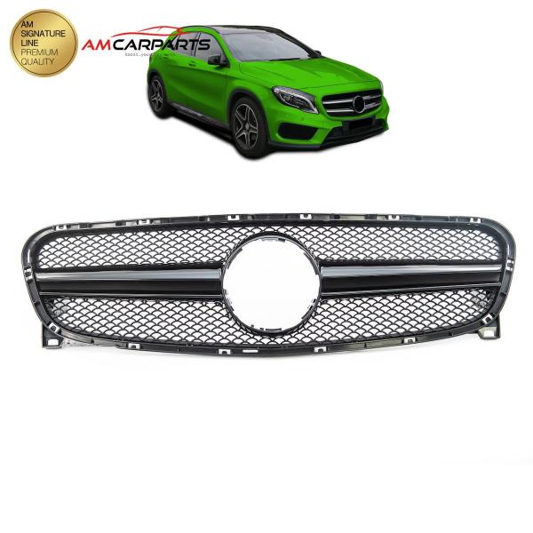 Upgrade Design Kühlergrill / Sportgrill für Mercedes GLA-Klasse (X156) 13-16 Hochglanz schwarz / Matt schwarz