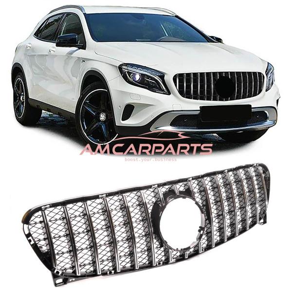 Upgrade Design Kühlergrill / Sportgrill für Mercedes GLA-Klasse (X156) 13-16 Hochglanz schwarz / chrom