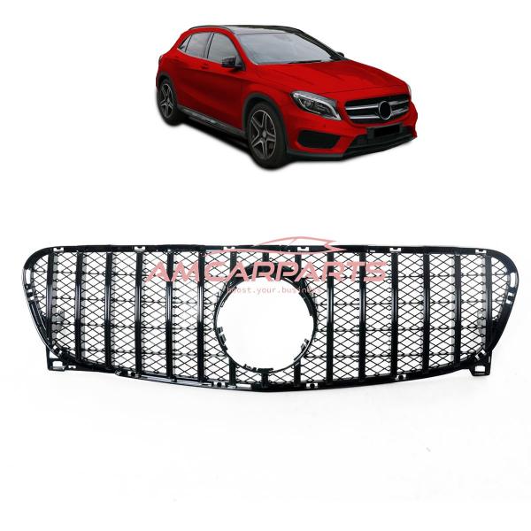 Upgrade Design Kühlergrill / Sportgrill für Mercedes GLA-Klasse (X156) 13-16 Hochglanz schwarz