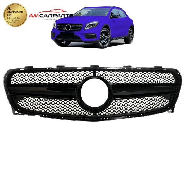 Upgrade Design Kühlergrill / Sportgrill für Mercedes GLA-Klasse (X156) Facelift 16-19 Hochglanz schwarz / Matt schwarz
