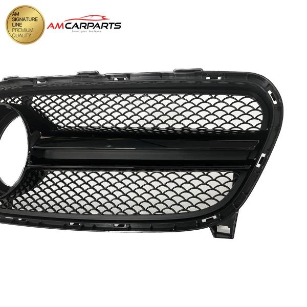 Upgrade Design Kühlergrill / Sportgrill für Mercedes GLA-Klasse (X156) Facelift 16-19 Hochglanz schwarz / Matt schwarz
