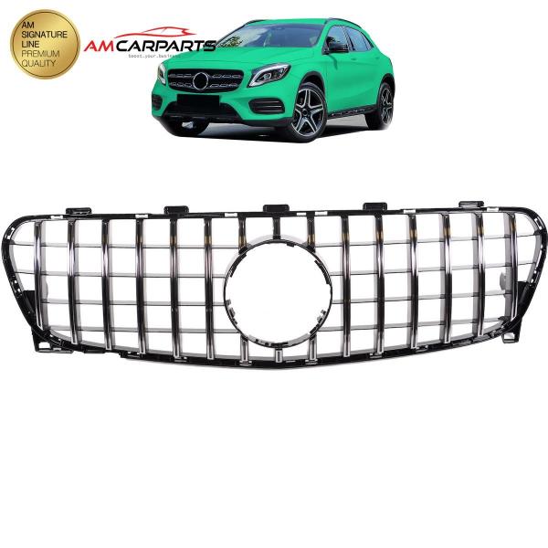 Upgrade Design Kühlergrill / Sportgrill für Mercedes GLA-Klasse (X156) Facelift 17-19 Hochglanz schwarz / chrom