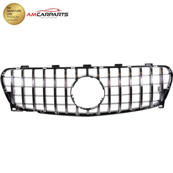 Upgrade Design Kühlergrill / Sportgrill für Mercedes GLA-Klasse (X156) Facelift 17-19 Hochglanz schwarz / chrom
