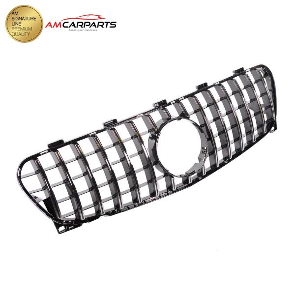 Upgrade Design Kühlergrill / Sportgrill für Mercedes GLA-Klasse (X156) Facelift 17-19 Hochglanz schwarz / chrom