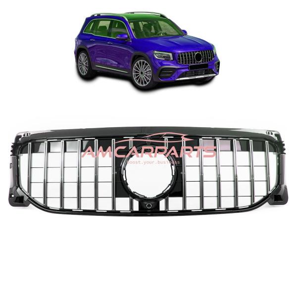 Upgrade Design Kühlergrill / Sportgrill für Mercedes GLB (X247) 19+ Hochglanz schwarz / chrom