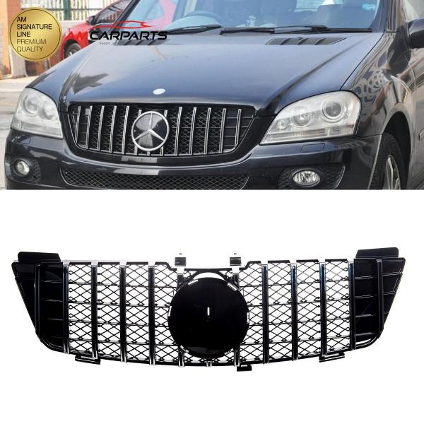 Upgrade Design Kühlergrill / Sportgrill für Mercedes ML-Klasse / M-Klasse W164 Vor-Facelift 05-08 Hochglanz schwarz / chrom