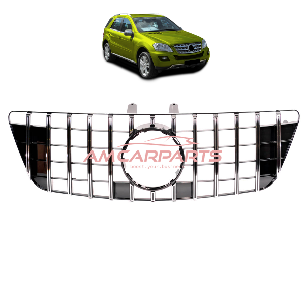 Upgrade Design Kühlergrill / Sportgrill für Mercedes ML-Klasse / M-Klasse W164 Facelift 08-11 Hochglanz schwarz / chrom