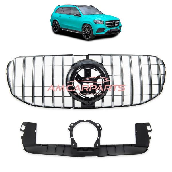Upgrade Design Kühlergrill / Sportgrill für Mercedes GLS (X167) 18+ Hochglanz schwarz / chrom