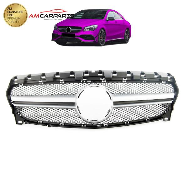 Upgrade Design Kühlergrill / Sportgrill passend für Mercedes Benz CLA C117 / X117 Facelift 16-19 Matt schwarz / Matt silber