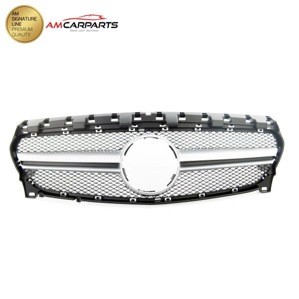 Upgrade Design Kühlergrill / Sportgrill passend für Mercedes Benz CLA C117 / X117 Facelift 16-19 Matt schwarz / Matt silber