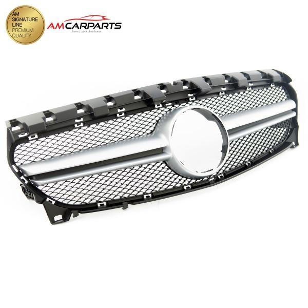 Upgrade Design Kühlergrill / Sportgrill passend für Mercedes Benz CLA C117 / X117 Facelift 16-19 Matt schwarz / Matt silber