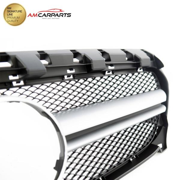 Upgrade Design Kühlergrill / Sportgrill passend für Mercedes Benz CLA C117 / X117 Facelift 16-19 Matt schwarz / Matt silber