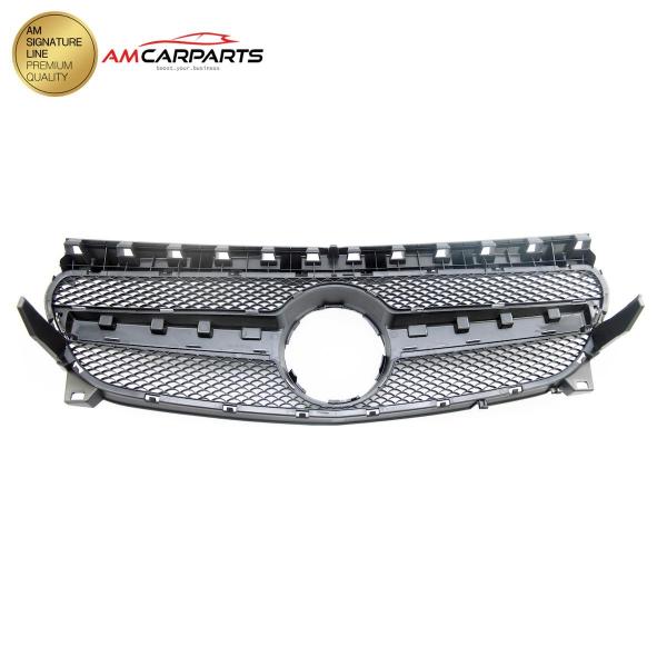 Upgrade Design Kühlergrill / Sportgrill passend für Mercedes Benz CLA C117 / X117 Facelift 16-19 Matt schwarz / Matt silber