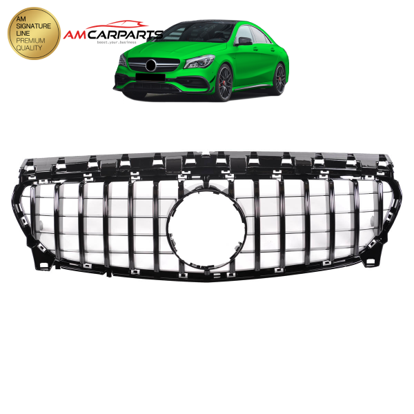 Upgrade Design Kühlergrill / Sportgrill passend für Mercedes Benz CLA C117 / X117 Facelift 16-18 Hochglanz schwarz