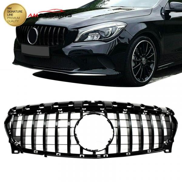 Upgrade Design Kühlergrill / Sportgrill passend für Mercedes Benz CLA C117 / X117 Facelift 16-18 Hochglanz schwarz