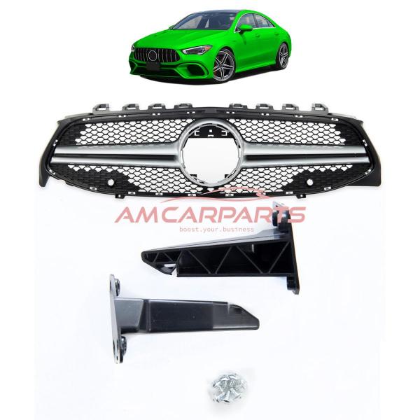 Upgrade Design Kühlergrill / Sportgrill passend für Mercedes Benz CLA C118 19+ Matt schwarz / Matt silber
