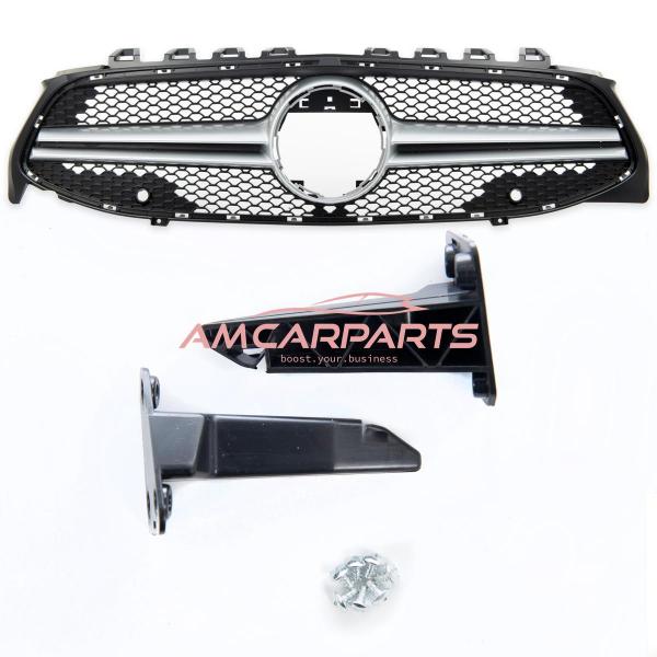 Upgrade Design Kühlergrill / Sportgrill passend für Mercedes Benz CLA C118 19+ Matt schwarz / Matt silber