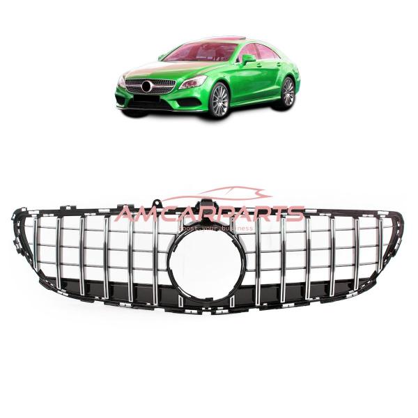 Upgrade Design Kühlergrill / Sportgrill für Mercedes Benz CLS (C218) Facelift 14-18 Hochglanz schwarz / chrom
