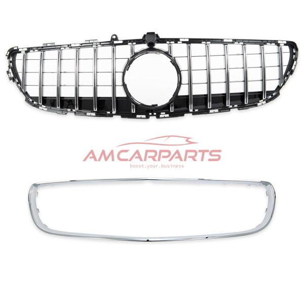 Upgrade Design Kühlergrill / Sportgrill für Mercedes Benz CLS (C218) Facelift 14-18 Hochglanz schwarz / chrom