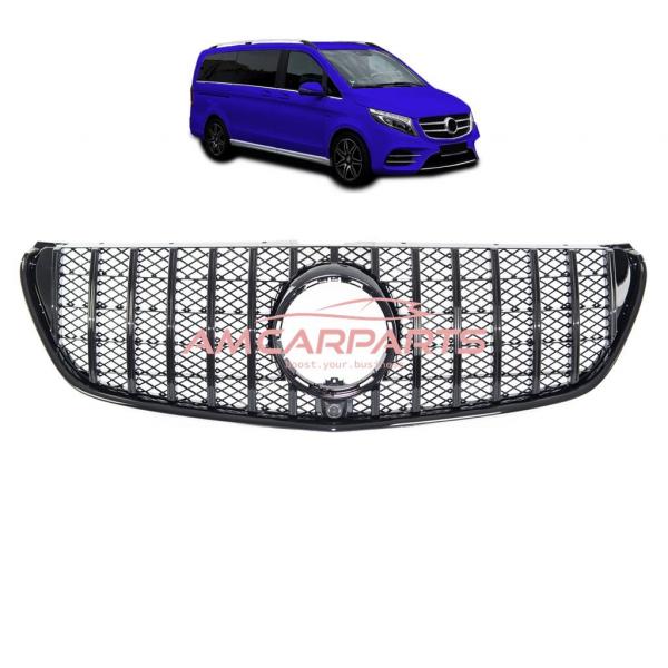 Upgrade Design Kühlergrill / Sportgrill für Mercedes V-Klasse / Vito W447 14-19 Hochglanz schwarz