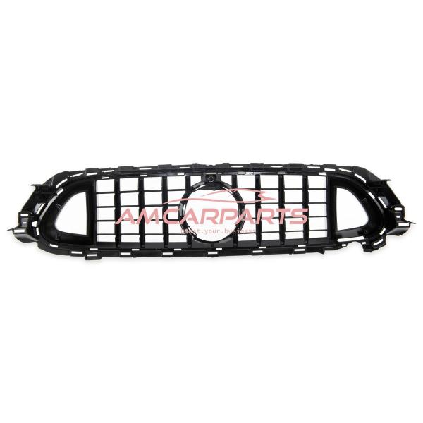 Upgrade Design Kühlergrill / Sportgrill für Mercedes Benz E-Klasse W213 / S213 / A238 / C238 Facelift 20-23 Carbon-Optik / Hochglanz schwarz + rote Akzentstreifen