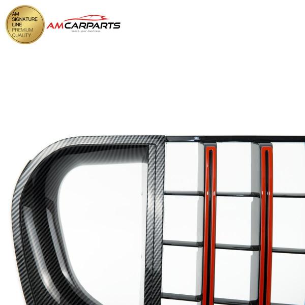 Upgrade Design Kühlergrill / Sportgrill für Mercedes Benz GLS (X167) 18+ Carbon-Optik / Hochglanz schwarz + rote Akzentstreifen