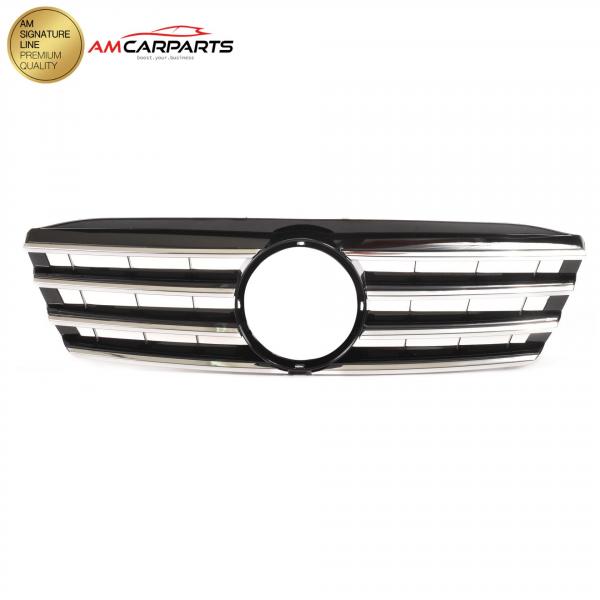 Upgrade Design Kühlergrill / Sportgrill passend für Mercedes Benz C-Klasse W203 / S203 00-07 Hochglanz schwarz / chrom