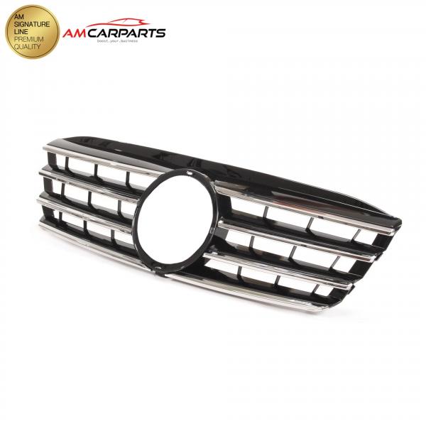 Upgrade Design Kühlergrill / Sportgrill passend für Mercedes Benz C-Klasse W203 / S203 00-07 Hochglanz schwarz / chrom