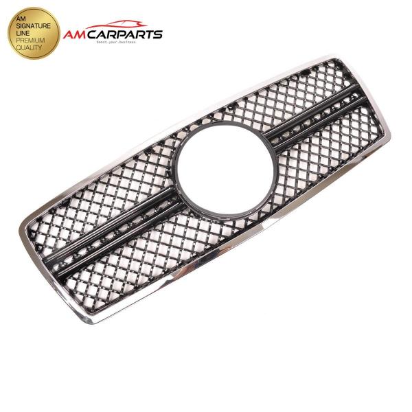 Upgrade Design Kühlergrill / Sportgrill für Mercedes Benz E-Klasse W210 / S210 Vor-Facelift 95-99 Hochglanz schwarz / chrom