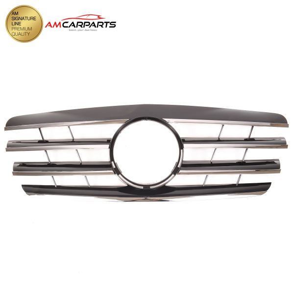 Upgrade Design Kühlergrill / Sportgrill für Mercedes Benz E-Klasse W210 / S210 Facelift 99-02 Hochglanz schwarz / chrom