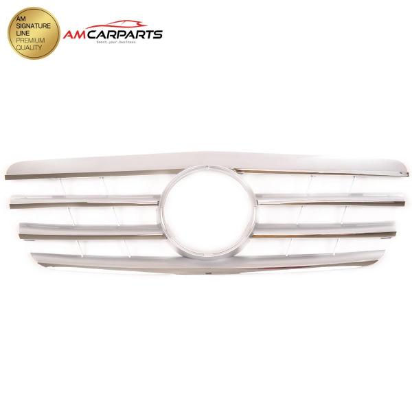 Upgrade Design Kühlergrill / Sportgrill für Mercedes Benz E-Klasse W210 / S210 Facelift 99-02 Hochglanz silber / chrom