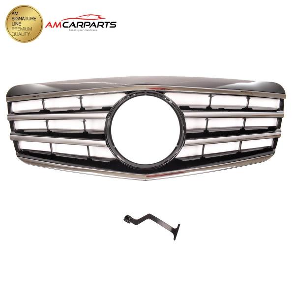 Upgrade Design Kühlergrill / Sportgrill für Mercedes Benz E-Klasse W211 / S211 Facelift 06-09 Hochglanz schwarz / chrom
