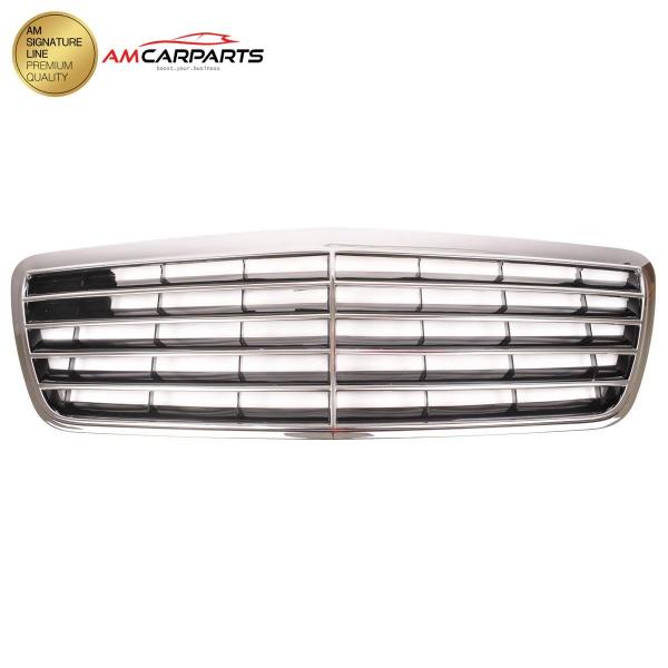 Upgrade Design Kühlergrill / Sportgrill für Mercedes Benz E-Klasse W210 / S210 Facelift 99-02 Hochglanz schwarz / chrom