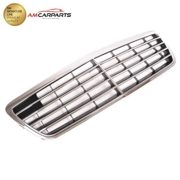 Upgrade Design Kühlergrill / Sportgrill für Mercedes Benz E-Klasse W210 / S210 Facelift 99-02 Hochglanz schwarz / chrom