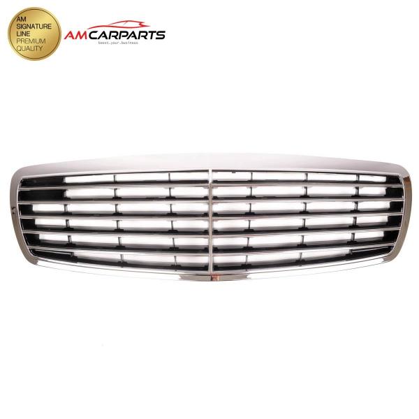 Upgrade Design Kühlergrill / Sportgrill für Mercedes Benz E-Klasse W211 / S211 Vor-Facelift 02-06 Hochglanz schwarz / chrom