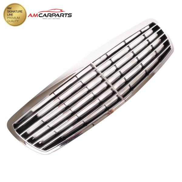 Upgrade Design Kühlergrill / Sportgrill für Mercedes Benz E-Klasse W211 / S211 Vor-Facelift 02-06 Hochglanz schwarz / chrom