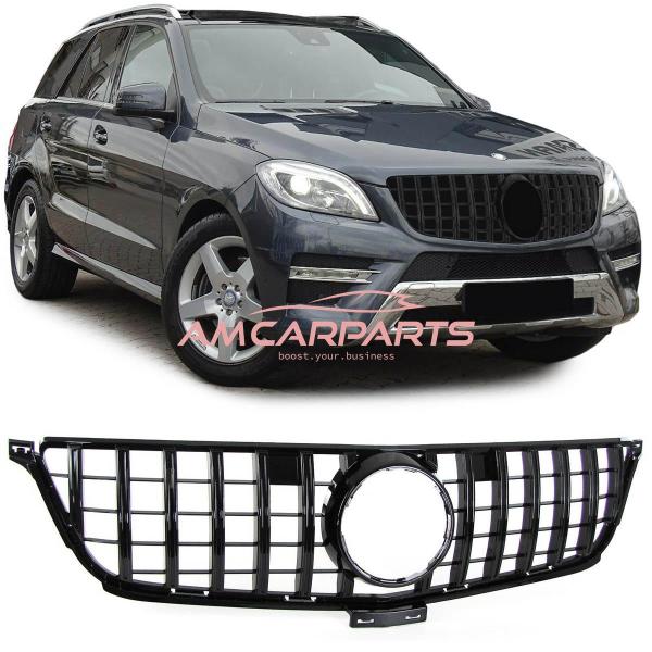 Upgrade Design Kühlergrill / Sportgrill für Mercedes ML-Klasse W166 11-15 Hochglanz schwarz