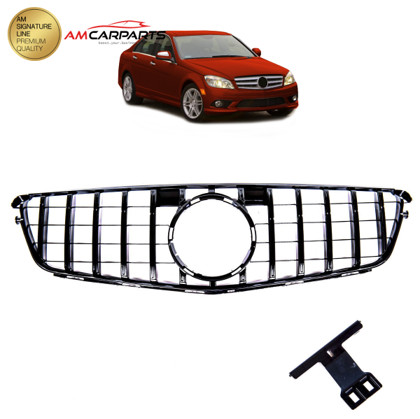 Upgrade Design Kühlergrill / Sportgrill für Mercedes C-Klasse (W204) / C-Klasse (S204) / C-Klasse (C204) 07-15 Hochglanz schwarz