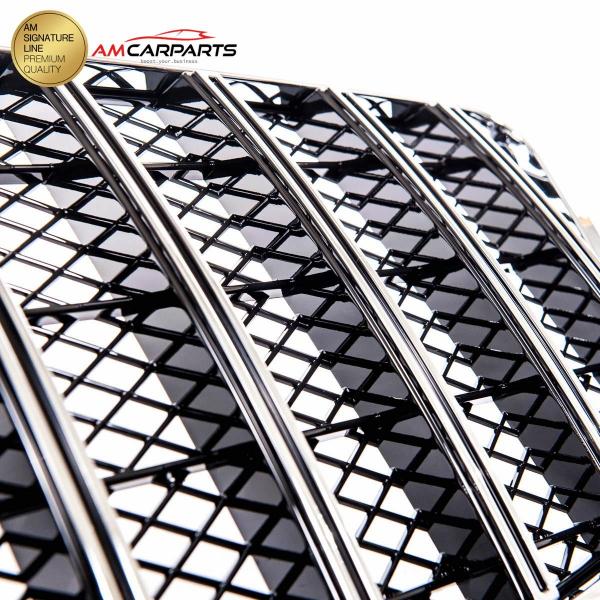 Upgrade Design Kühlergrill / Sportgrill für Mercedes Benz E-Klasse W212 / S212 Vor-Facelift 09-13 Hochglanz schwarz / chrom