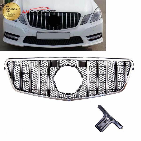 Upgrade Design Kühlergrill / Sportgrill für Mercedes Benz E-Klasse W212 / S212 Vor-Facelift 09-13 Hochglanz schwarz / chrom