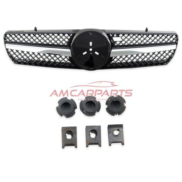 Upgrade Design Kühlergrill / Sportgrill für Mercedes Benz CL-Klasse (C215) 99-06 Hochglanz schwarz / chrom