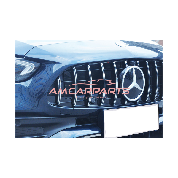 Upgrade Design Kühlergrill / Sportgrill passend für Mercedes Benz C-Klasse W206 / S206 21+ Hochglanz schwarz / chrom