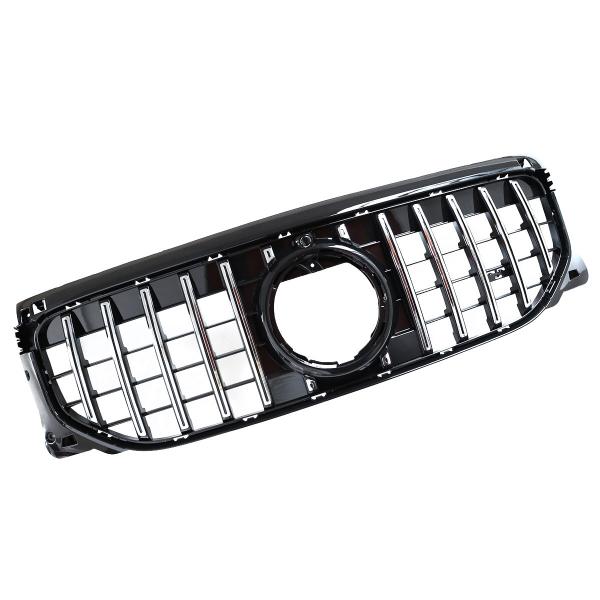Upgrade Design Kühlergrill / Sportgrill passend für Mercedes Benz GLB (X247) Facelift 23+ Hochglanz schwarz / chrom