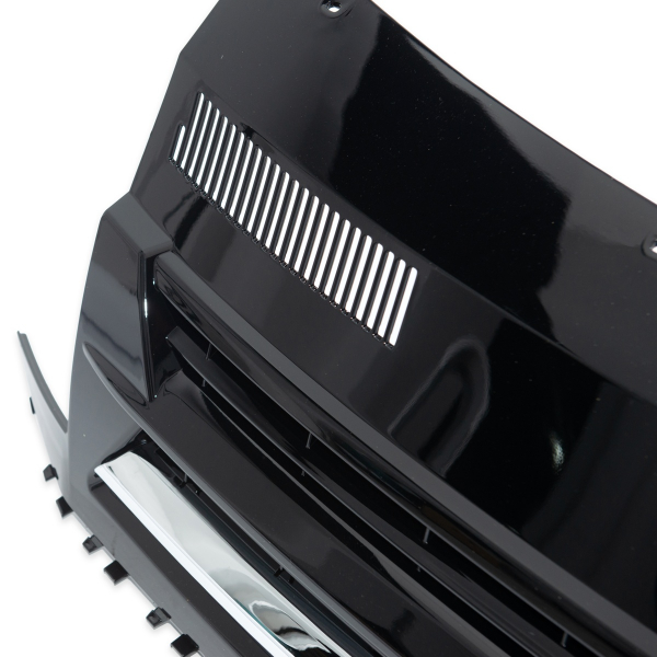 Upgrade Design Kühlergrill für Volkswagen T6 15-19 Hochglanz-schwarz mit Chromleiste ohne Emblemhalter